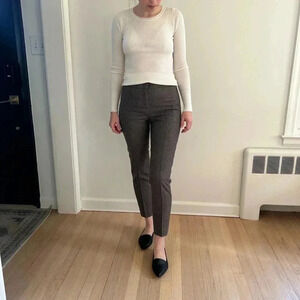 AKRIS 100% WOOL brown plaid checkered Slim fit pleat dress pants trousers sz 4